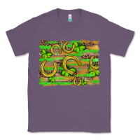 Lavender horseshoe shamrock leopard wood glitter background Classic Tee - Artiststas