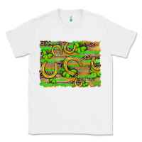White horseshoe shamrock leopard wood glitter background Classic Tee - Artiststas