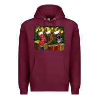 Burgundy Christmas Santa Socks Premium Hoodie - RanaPortraitStore