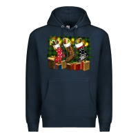Navy Christmas Santa Socks Premium Hoodie - RanaPortraitStore