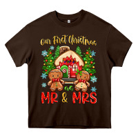 Chocolate Brown our first christmas as mr and mrs Heavy Core Tee - Zillion Design Studio