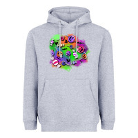 Heather Grey halloween candy patches Heavyweight Hoodie - BundleAndBundleShop