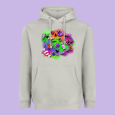 Halloween Candy Patches Heavyweight Hoodie Designed By Bundleandbundleshop
