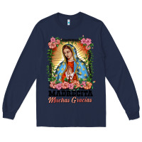 Navy madrecita muchas gracias lady of Guadalupe Long Sleeve Tee - BarkalooDesign
