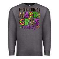 Charcoal Heather thick things mardi gras vibes Premium Sweatshirt - LillyAllenDesigns