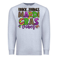 Heather Grey thick things mardi gras vibes Premium Sweatshirt - LillyAllenDesigns