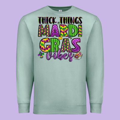 Thick Things Mardi Gras Vibes Premium Sweatshirt Designed By Lillyallendesigns