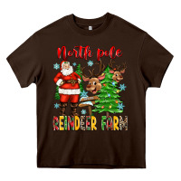 Chocolate Brown north pole reindeer farm Heavy Core Tee - Zillion Design Studio