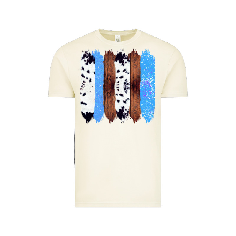 Western Farm Life Cowhide Wood Blue Glitter Brush Stroke Vintage Tee by Bettercallsaul | Teevron