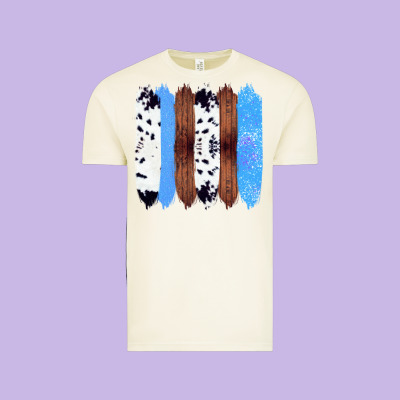 Western Farm Life Cowhide Wood Blue Glitter Brush Stroke Vintage Tee Designed By Bettercallsaul