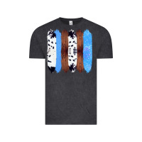 Vintage Black Western Farm Life Cowhide Wood Blue Glitter Brush Stroke Vintage Tee - Bettercallsaul