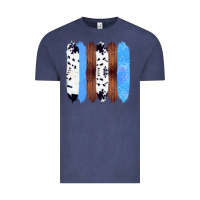 Vintage Denim Western Farm Life Cowhide Wood Blue Glitter Brush Stroke Vintage Tee - Bettercallsaul