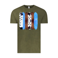 Vintage Olive Western Farm Life Cowhide Wood Blue Glitter Brush Stroke Vintage Tee - Bettercallsaul