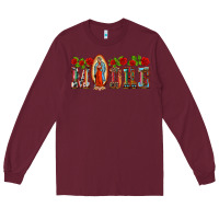 Burgundy madre lady of guadelupe Long Sleeve Tee - BarkalooDesign