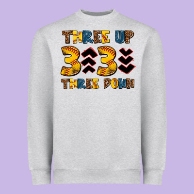 Three Up Three Down Softball Heavyweight Sweatshirt Designed By Adodesignshop