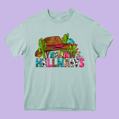 Yeehaws And Hellnaws Heavy Core Tee Designed By Texasbilliewilder