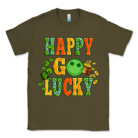 Army Green happy go lucky  with coin and shamrock Classic Tee - Artiststas