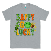 Heather Grey happy go lucky  with coin and shamrock Classic Tee - Artiststas