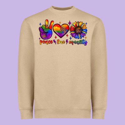 Peace Love Equality Heavyweight Sweatshirt Designed By Jahusdesignshop
