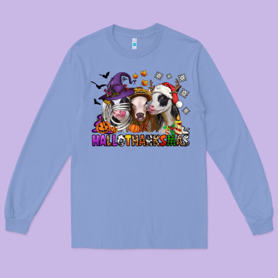 Hallothanksmas Heifers Long Sleeve Tee Designed By Jasminsmagicworld
