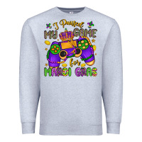 Heather Grey i paused my game for mardi gras Premium Sweatshirt - LillyAllenDesigns