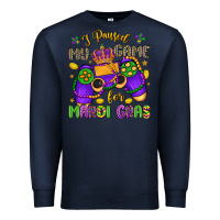 Navy i paused my game for mardi gras Premium Sweatshirt - LillyAllenDesigns
