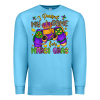 Ocean Blue i paused my game for mardi gras Premium Sweatshirt - LillyAllenDesigns