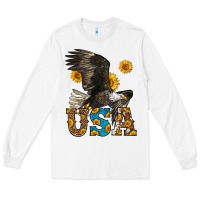 White Western Usa Eagle Long Sleeve Tee - LillyAllenDesigns