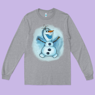 Olaf Snowman Long Sleeve Tee Designed By Adodesignshop