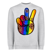 Heather Grey pride leopard peace hand Heavyweight Sweatshirt - JahusDesignShop