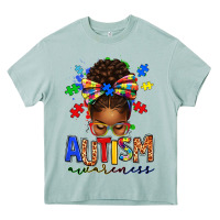 Arona autism awareness afro messy bun Heavy Core Tee - texasbilliewilder