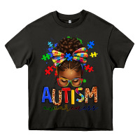 Asphalt autism awareness afro messy bun Heavy Core Tee - texasbilliewilder