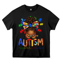 Black autism awareness afro messy bun Heavy Core Tee - texasbilliewilder