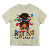 Mossy autism awareness afro messy bun Heavy Core Tee - texasbilliewilder