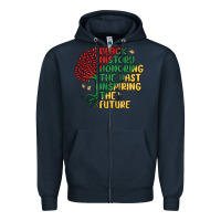 Navy black history honoring the past inspiring the futu Zipper Hoodie - MaliasSmallBusiness