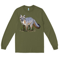Army Green Gray Fox Long Sleeve Tee - LillyAllenDesigns