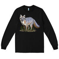 Black Gray Fox Long Sleeve Tee - LillyAllenDesigns