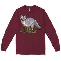 Burgundy Gray Fox Long Sleeve Tee - LillyAllenDesigns