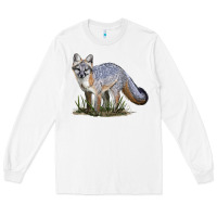 White Gray Fox Long Sleeve Tee - LillyAllenDesigns