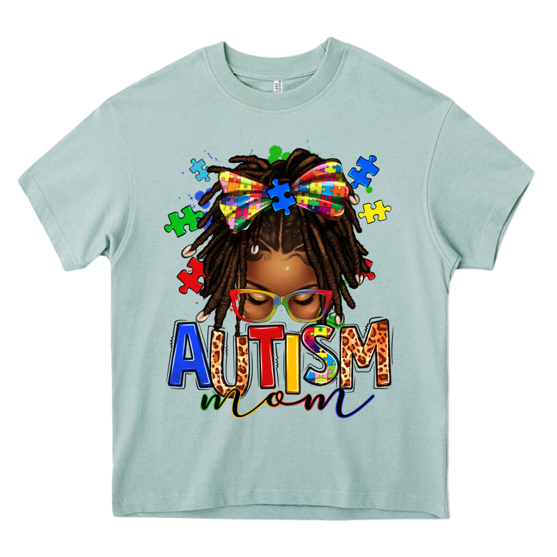 Autism Mom Afro Locs Messy Bun Heavy Core Tee by texasbilliewilder | Teevron
