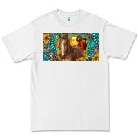 White horse and desert with sunflowers gemstone Premium Tee - RanaPortraitStore