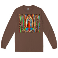 Chestnut our lady of Guadalupe serape Long Sleeve Tee - BarkalooDesign