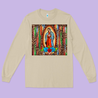 Our Lady Of Guadalupe Serape Long Sleeve Tee Designed By Barkaloodesign