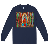 Navy our lady of Guadalupe serape Long Sleeve Tee - BarkalooDesign