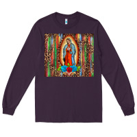Plum our lady of Guadalupe serape Long Sleeve Tee - BarkalooDesign