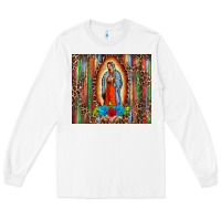 White our lady of Guadalupe serape Long Sleeve Tee - BarkalooDesign