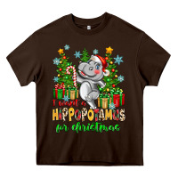 Chocolate Brown i want a hippopotamus for christmas Heavy Core Tee - Zillion Design Studio