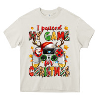 Cream i paused my game for christmas Heavy Core Tee - Zillion Design Studio