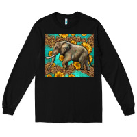 Black western sunflowers elephant Long Sleeve Tee - LillyAllenDesigns