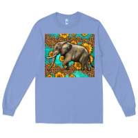 Colony Blue western sunflowers elephant Long Sleeve Tee - LillyAllenDesigns